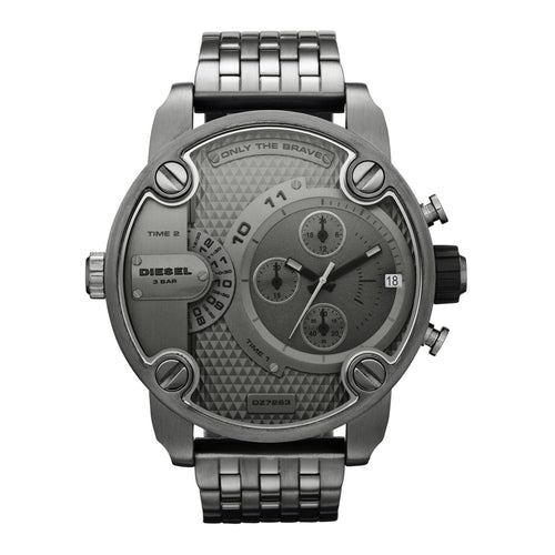 Diesel DZ7263 Little Daddy Dual Time Chronograph Men's Watch – Grey Dial & Stainless Steel Strap