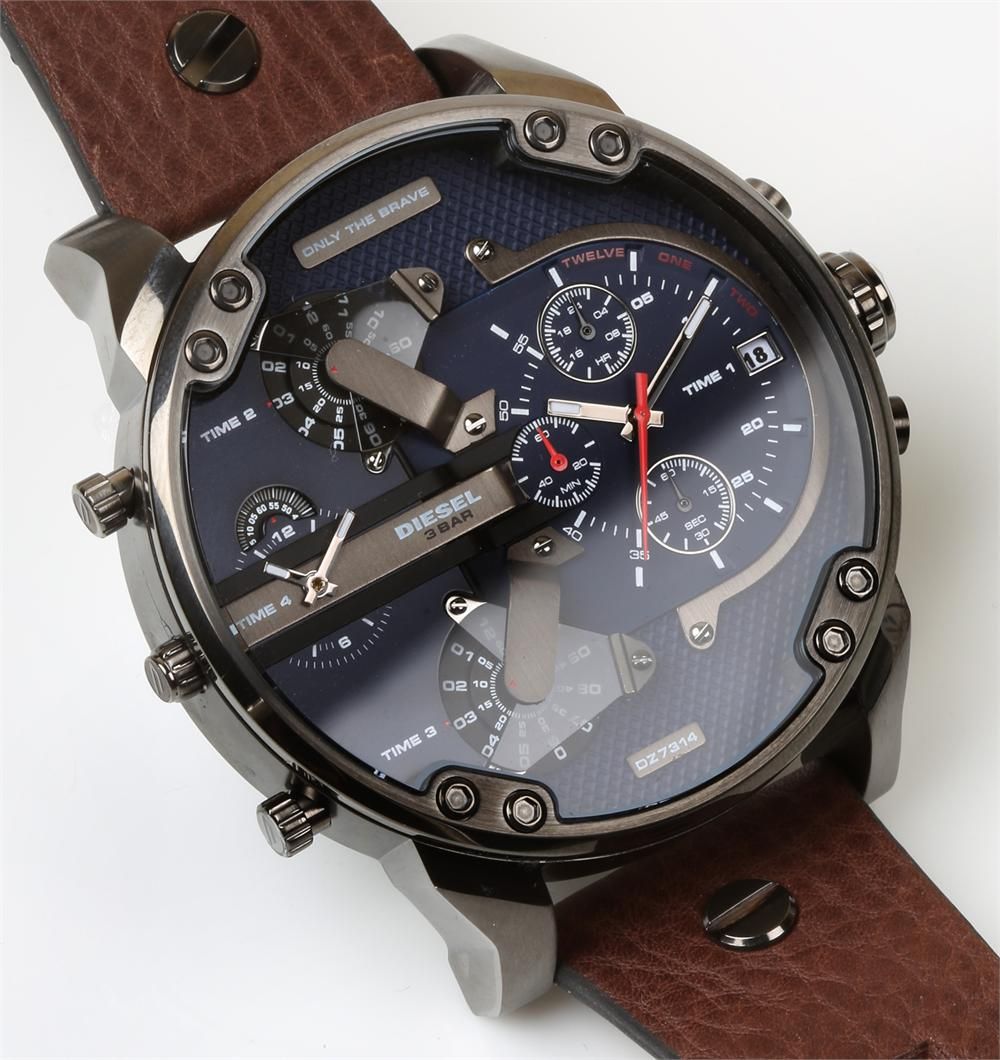 Diesel DZ7314 Mr. Daddy Chronograph Men's Watch – Blue Dial & Brown Leather Strap