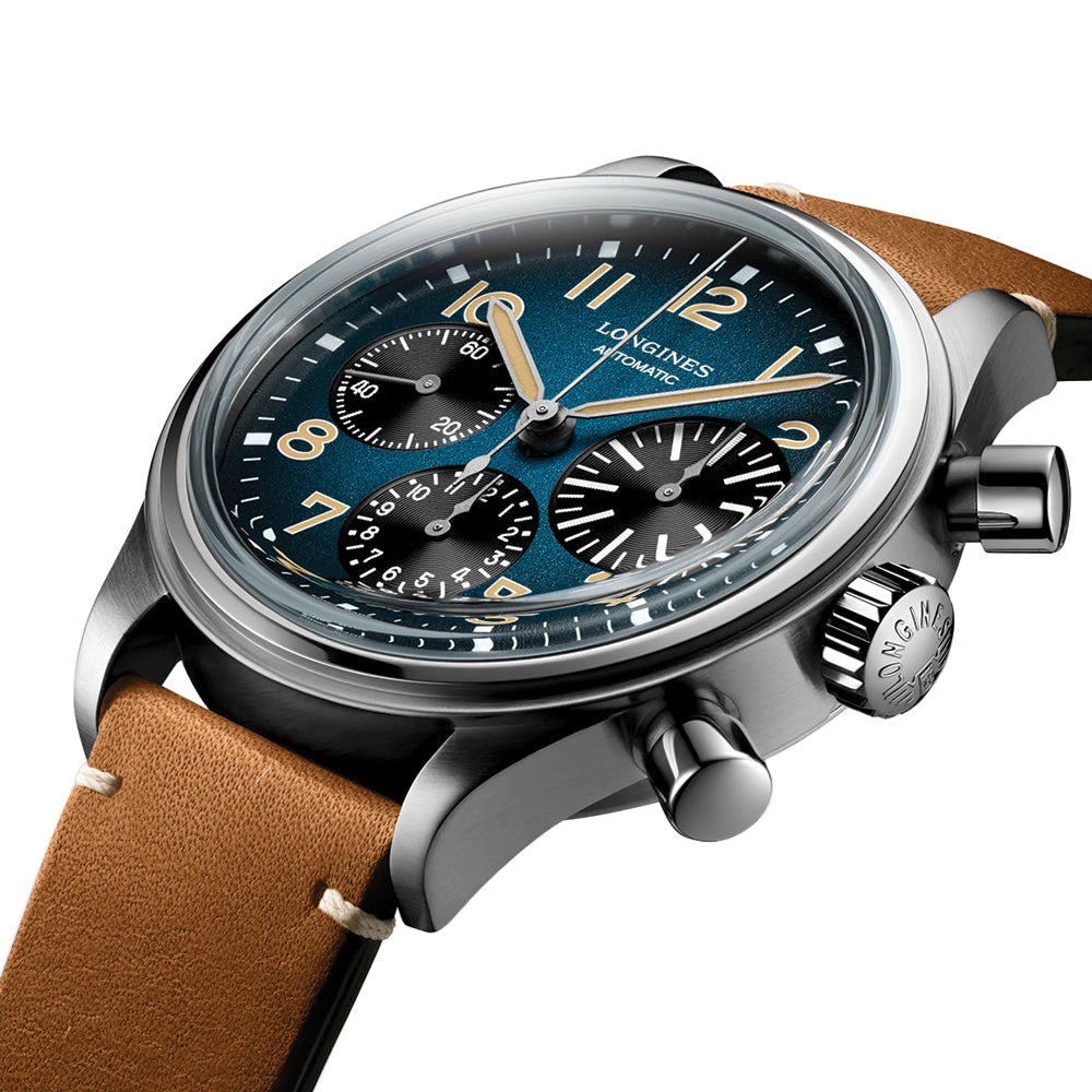 longines Avigation BigEye 41mm - Blue on Leather Strap
