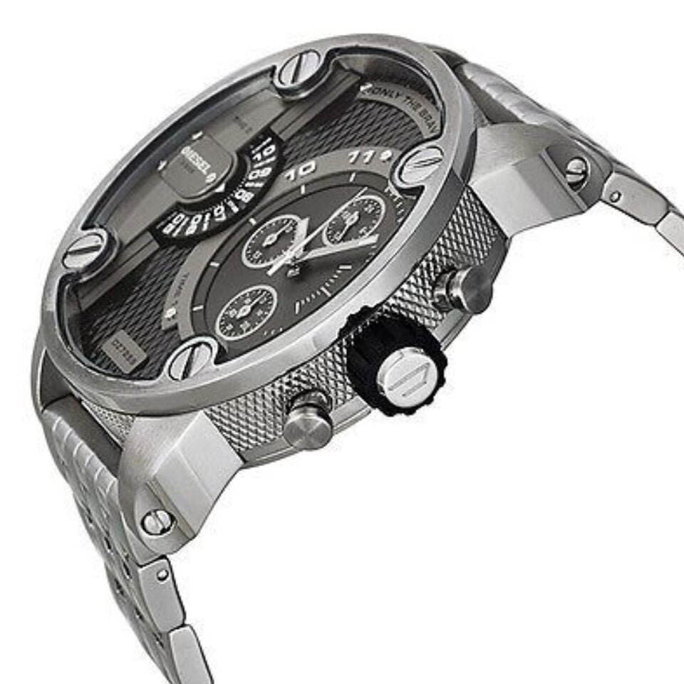 Diesel DZ7259 Little Daddy Chronograph Men's Watch – Black Dial & Silver Stainless Steel Strap