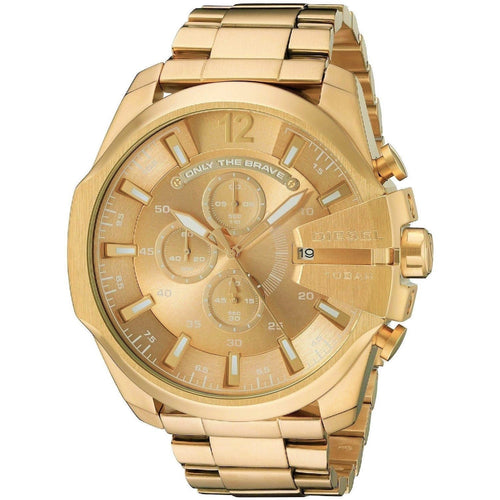 Diesel DZ4360 Mega Chief Chronograph Men's Watch – Gold Dial & Gold Stainless Steel Strap