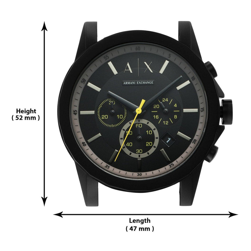 Armani Exchange Outerbanks AX1343 Men's Chronograph Watch – Black Dial with Black Silicone Strap