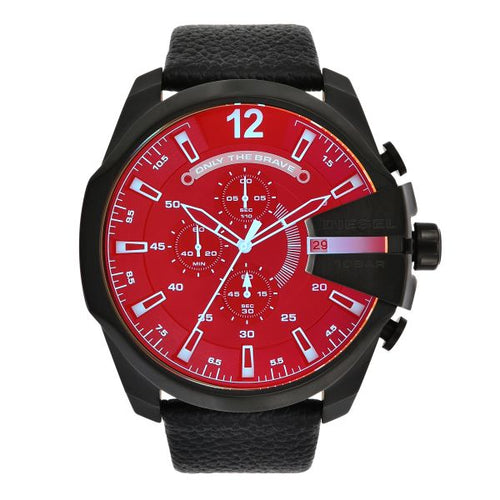 Diesel DZ4323 Mega Chief Chronograph Men's Watch – Black Dial & Black Leather Strap
