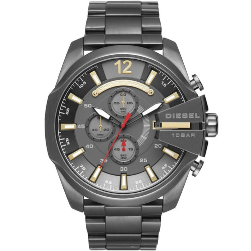 Diesel DZ4479 Mega Chief Chronograph Men's Watch – Grey Dial & Black Stainless Steel Strap